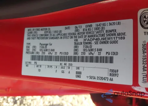 2014 Ford Fiesta Se z USA, uszkodzony, nr VIN 3FADP4BJ9EM117189